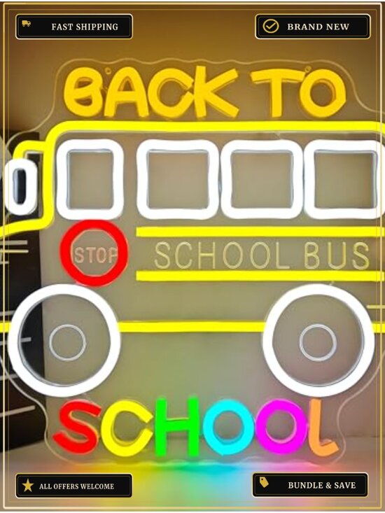 Other - LED Neon Sign School Bus Decor Dimmable Acrylic Wall Art